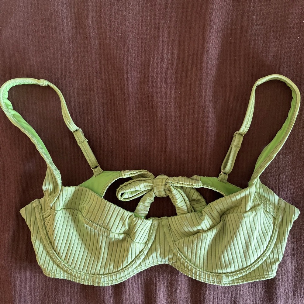 Monday Swimwear Maui Top in Green Ribbed